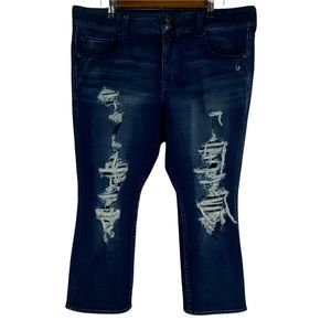 American Eagle Artist Crop 360 Super Stretch Distressed Capri Jeans Women's 18